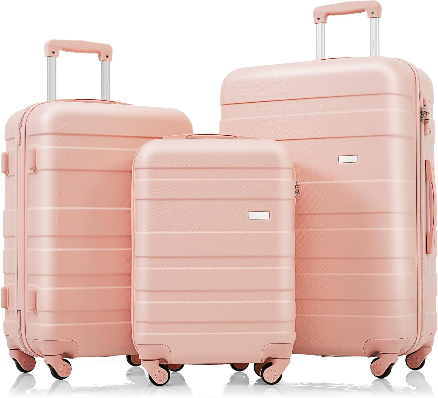 Merax 3-teiliges ABS-Hartschalenkoffer-Set – Leicht, robust, Kratzfest, Hellrosa