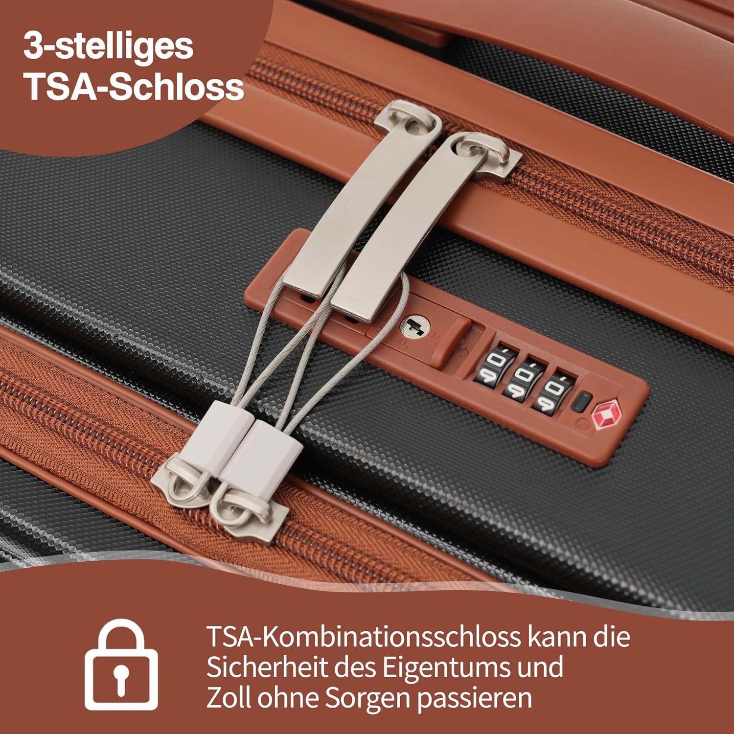 Merax 3tlg. Hartschalenkofferset, Gepäckset, Rollkoffer, Front-Öffnungs-Design, Klappbare Getränkehalter, TSA-Schloss, 360°-Rollen, M-L-XL Reisekofferset, Schwarz — Ansicht 4