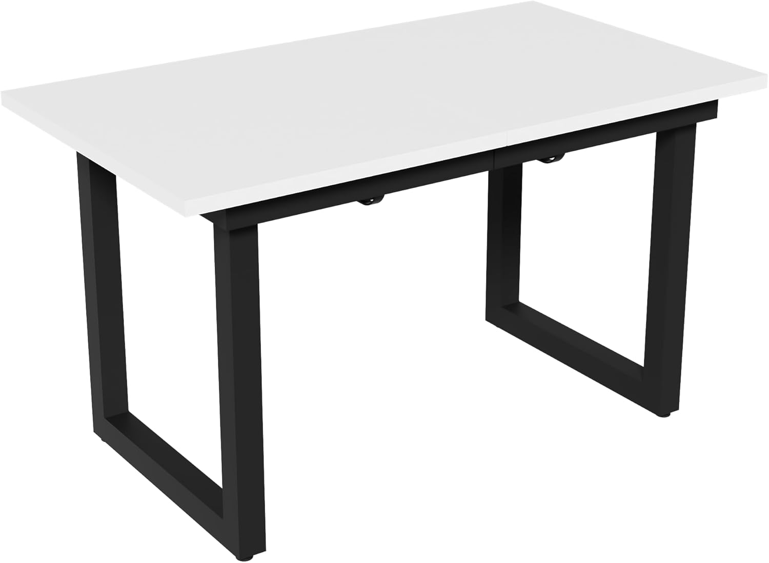 Merax Esstisch 140/180x80x75cm, Ausziehbar Esszimmertisch mit Tischbeine aus Metall, Rechteckiger Küchentisch für Wohnzimmer und Esszimmer, Weiß — Ansicht 5