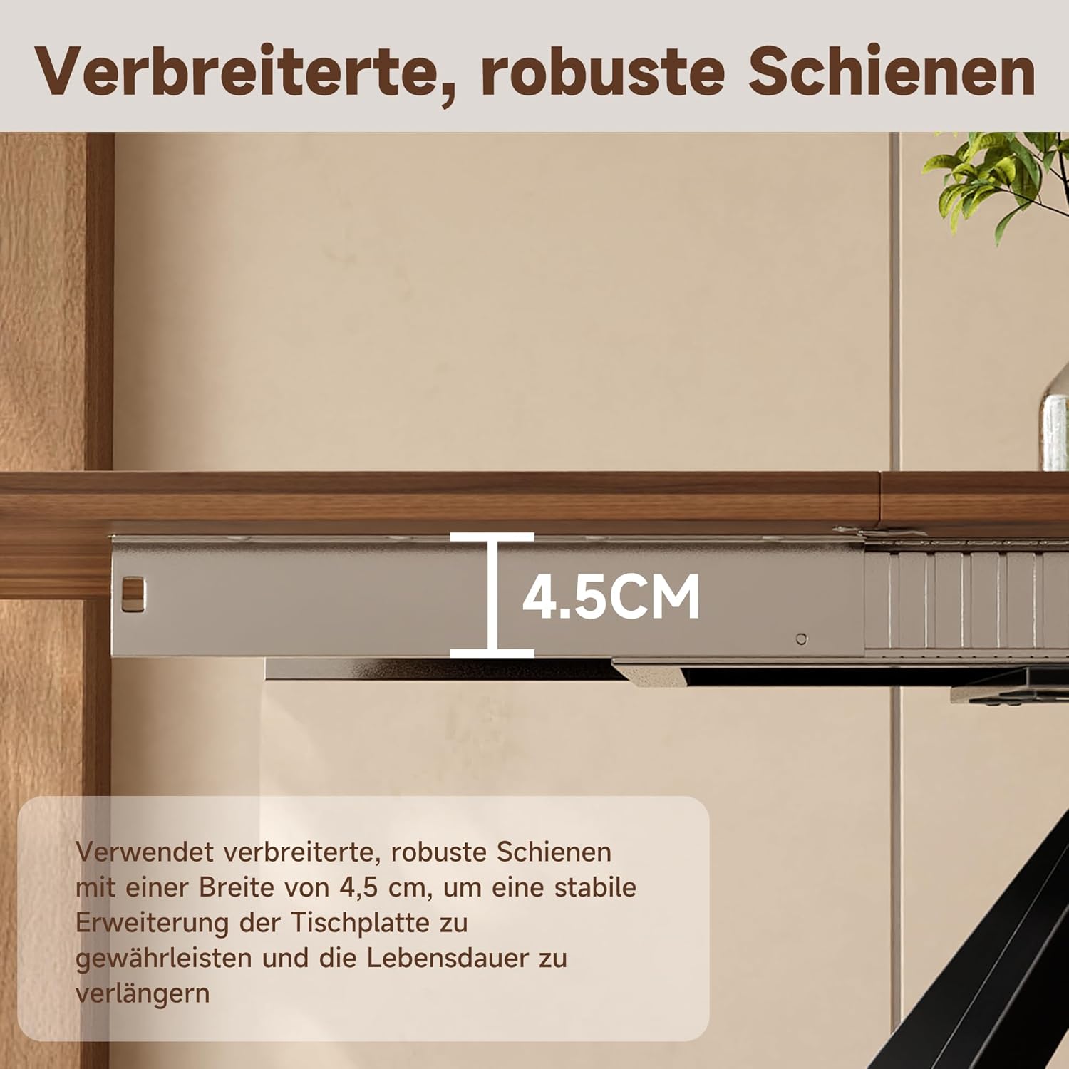 Merax Esstisch ausziehbar 160-200-240 * 90cm, moderner rechteckiger Esstisch für 6-10, extra Breiten verstärkten Schwerlast-Führungen, Metallbeine, für Esszimmer Küche Wohnzimmer, Walnussfarbe — Ansicht 3