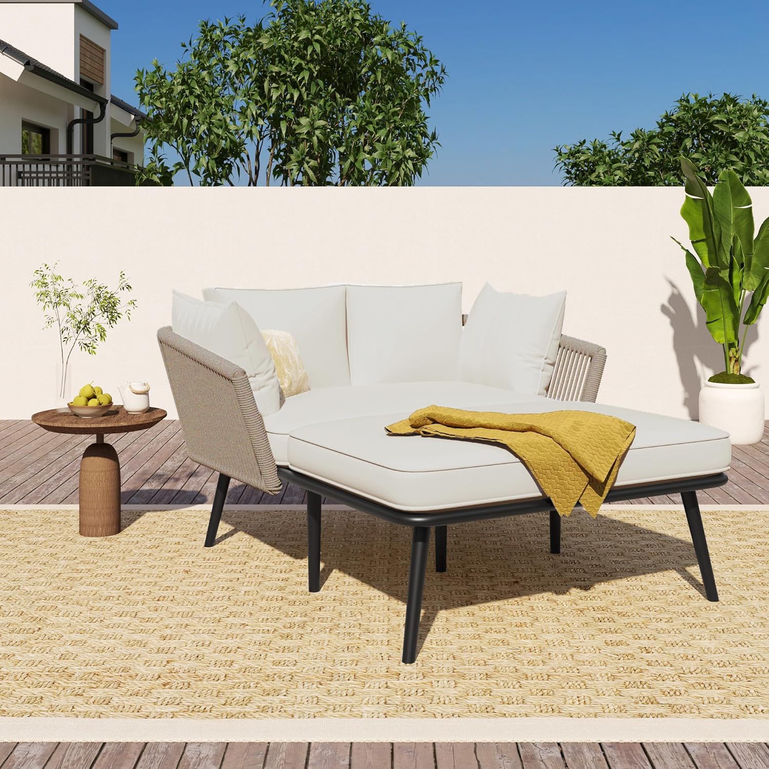 Merax Gartensofa, Outdoor Sonnenliege mit 2 Kiss