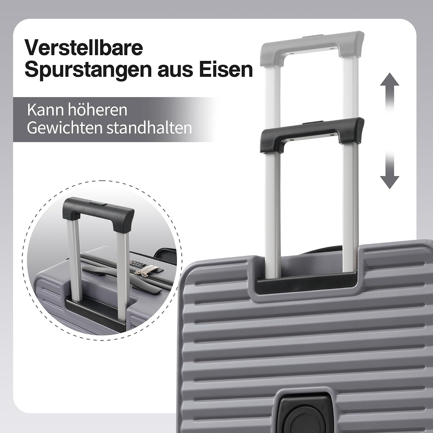 Merax Kofferset 3tlg, Hartschalenkofferset Reisekofferset, Erweiterbar Trolley Koffer mit Frontöffnung, TSA Schloss, 4 360°-Rollen, Teleskopgriff, klappbarer Becherhalter, ABS-Hartschale, Antikgrau — Ansicht 4