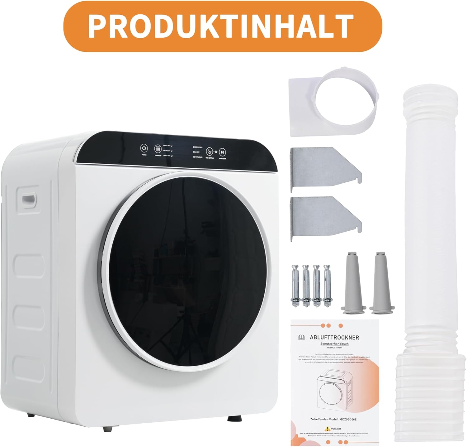 Merax Mini Wäschetrockner 3 kg (bis 4,5 kg) – Abgastrockner mit 6 Programmen, UV- & Hochtemperatur-Sterilisation, Timer 10–180 Min, Kindersicherung, Überhitzungsschutz, Wandmontage, 830 W — Ansicht 3